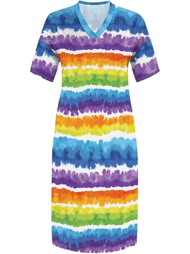 Image of PinkPatty Women's Plus Size Short Sleeve Maxi Dress Casual Loose V Neck Long Dress with Pockets