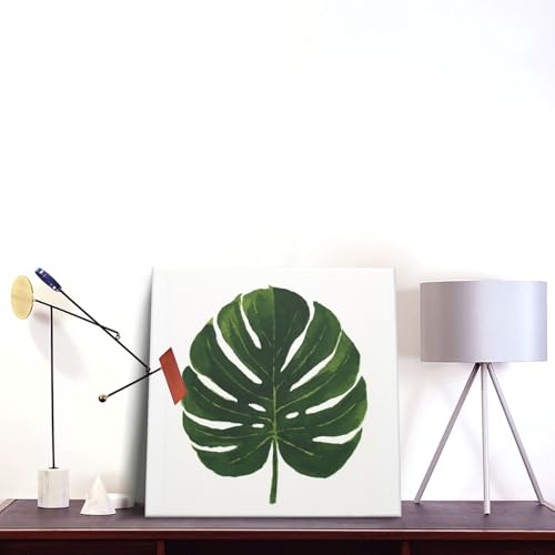 Lienzo decorativo de hojas de Monstera Woshuwo enmarcado para pared, de 30 x 30 cm 5