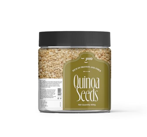 Image of Jivo Premium Quinoa Gluten Free | Gluten-Free | Saponin Free | High Protein & Fiber | Healthy Breakfast, Diet Food for Weight Management | 100% Wholegrain Cereal | Quinoa Jar 800g