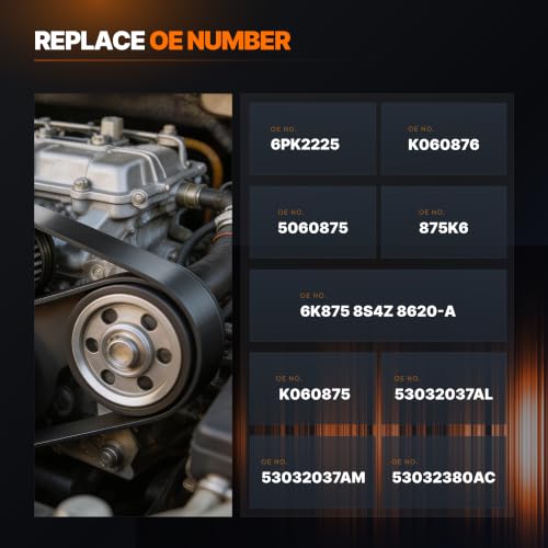 Image of 6PK2225 Serpentine Belt for 12-17 Jeep Wrangler 3.6L