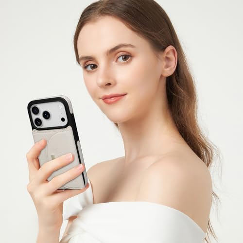Keallce Wallet Case for iPhone 17 Pro 6.3'', Flip Case with RFID Blocking Card Holder Slots Kickstand, PU Leather Protective Folio Cover for Women, Beige by Keallce - Used condition - Image 5