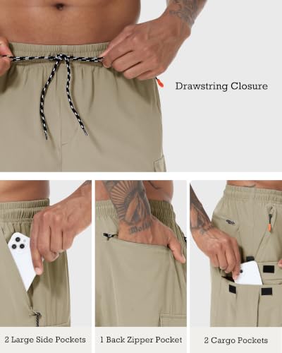Image of Men's Cargo Shorts Quick Dry Lightweight Stretch Hiking Shorts for Men with 5 Pockets No Lining