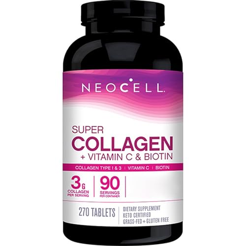 NeoCell, Super Collagen, con Vitamina C y Biotina, Alta Dosificación, 270 Comprimidos, Testado en Laboratorio, Sin Gluten, Sin Soja, Sin OGM