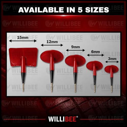 Image of WILLIBEE Mushroom Puncture Kit for Tubeless Tyre | Mushroom Puncher Kit for Bike & Car | Tire Puncher Repair Patches (9 MM, 10 Pcs)