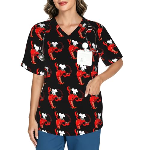 Supdreamc Women's Healthcare Scrub Top Smooth V Neck Short Sleeve
