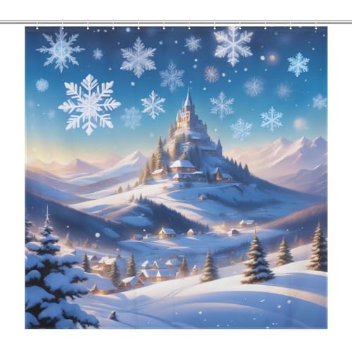 Rideau de douche château en polyester imperméable pour baignoire 183x183cm