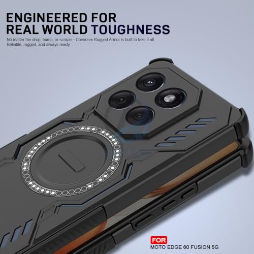 Image of AESTMO Back Case Cover for Motorola Moto Edge 60 Fusion 5G | Magnetic Case with Built-in Metal Ring | Compatible with MagSafe Accessories | Shockproof Hybrid (PC + TPU, Black)