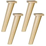 2. Alta calidad: pies de muebles de madera, hechos de madera de caucho de alta calidad, textura clara y natural, textura dura, pulida a mano, sin grietas, sin formaldehído, hermosa y duradera, fácil de decorar. Aplique barniz para mantener su color natural de madera, brillo y siempre lucir elegante.