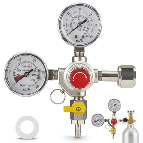 Druckminderer Bier Druckregler CO2 Doppelmessgerät W21.8 CO2 Druckminderer Profi Mehrweg für Biermaschine Bierbrauen 3/4-Stecker
