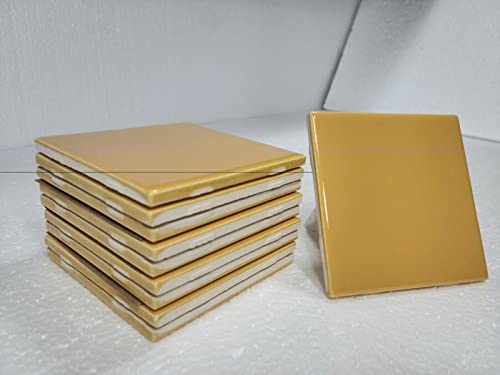 Orange Mustard Ceramic Tile 4.25 In Shower Bathroom Kitchen Backsplash Vintage Subway Square 4X4 Inch Mosaic 10 Piece Boxes #TOP7