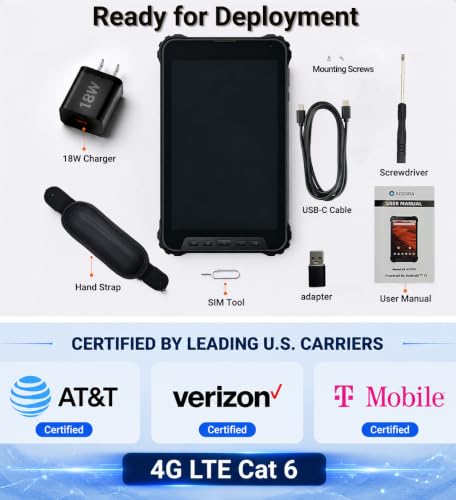 Image of AOZORA K8 Active Construction Rugged Tablet for AT&T Verizon Network | Rugged Construction Android Tablet, Night Version, 8GB+8GB Extended RAM, 256GB, NFC, Built-in GPS