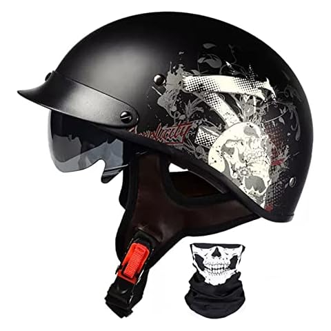 Retro Half Shell Motorcycle Helmet with Sun Visor Cover