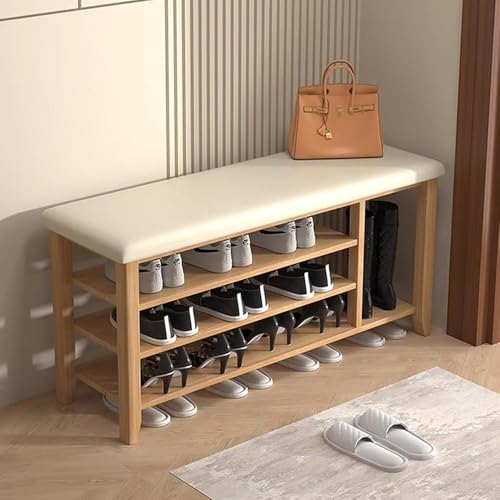 Meuble d'entrée avec banc à chaussures en bois intégré