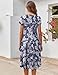 Zeagoo Boho Summer Dresses for Women 2026 Plus Size Midi Dress with Pockets Casual Floral Boho Dress, Deep Blue Flower,XXL