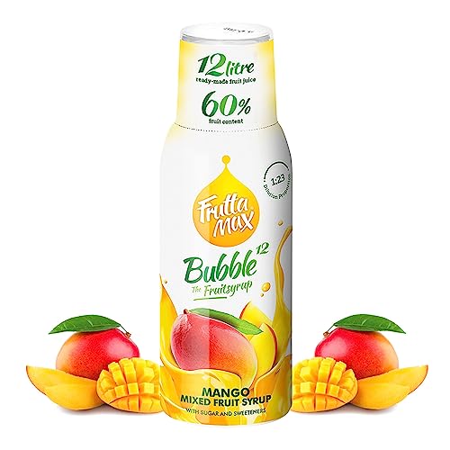 FruttaMax - Concentrado de jarabe de frutas | Menos azúcar | con un 60% de contenido de fruta | adecuado para máquina de refrescos 500ml (Mango)