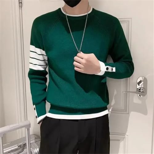 Men's Clothing Striped EN8 Pullovers Knit Sweater Splicing Vintage Old Wool V Tops2
