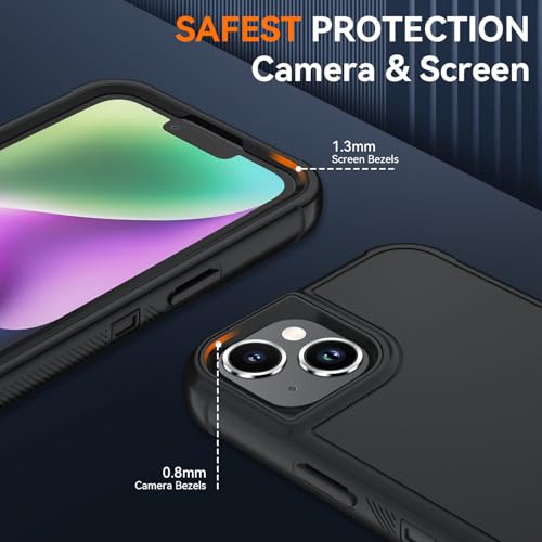 Image of SunStory Compatible with iPhone 14 Plus Case with HD Screen Protector, 3-Layer Heavy Duty Full-Body Cover,3 in 1 Hybrid Protective Case for iPhone 14 Plus 6.7 inch,Black