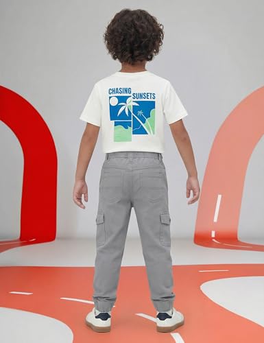 Image of Amazon Brand - Symbol Boy's Cotton Cargo Jogger | Elasticated Waistband and Cuff | Stretchable | Age 2-14 Years