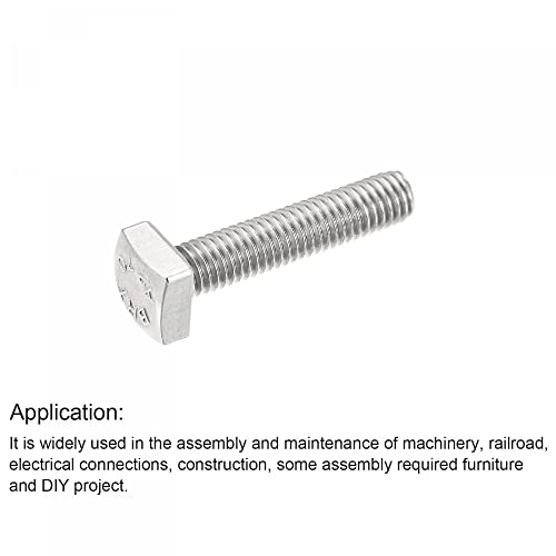 Image of uxcell Square Head Bolt, 10pcs M5x20mm Fully Thread 304 Stainless Steel Grade C Square Machine Screws