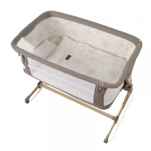 Jane Baby side baby bassinet beside me- bedside crib for newborn organic cotton bedding 6 level (Glitter Nature Edition)