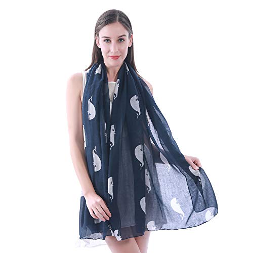 Lina & Lily Ocean Whales Print Women's Scarf Shawl Wrap Lightweight3