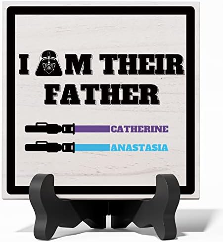 ALBK Gifts for Dad - I Am Their Father Lightsaber Sign, Custom Name Wooden Signs, Dad Gifts for Fathers Day Birthday Chrismas for Father, Husband, Custom Gifts for Fathers Day from Daughter Son Wife
