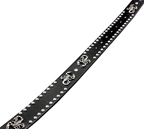 Heavy Metal Scorpion Studded Biker Hip Hop Genuine Leather Belt Mens Waistband (115cm)3