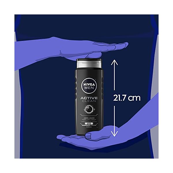 Nivea Men DEEP Active Clean Charcoal Body Wash, Cleansing Body Wash with Natural Charcoal, 3 Pack of 16.9 Fl Oz Bottles