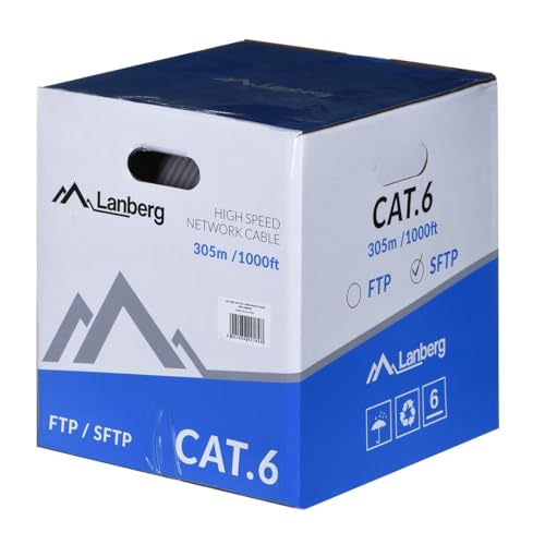 LANBERG Kabel INSTALACYJNY SFTP, Kat. 6, DRUT CU, 305M, SZARY
