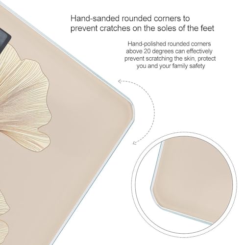 Báscula digital de baño con hojas de ginkgo marrón y vidrio templado miniatura 4