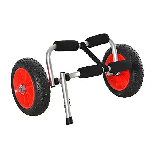 homcom Carrelo per Kayak, Carrello per Barche, Cuscinetti in Gommapiuma, Pneumatico in Gomma Rimovibile, Pieghevole, Portata Max 60 kg