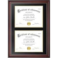 Mahogany Frame / Black & Gold Mat - 14x20 for 2-8.5x11