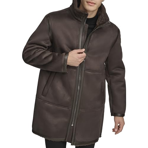 Image of DKNY Men's Long Faux Shearling Coat