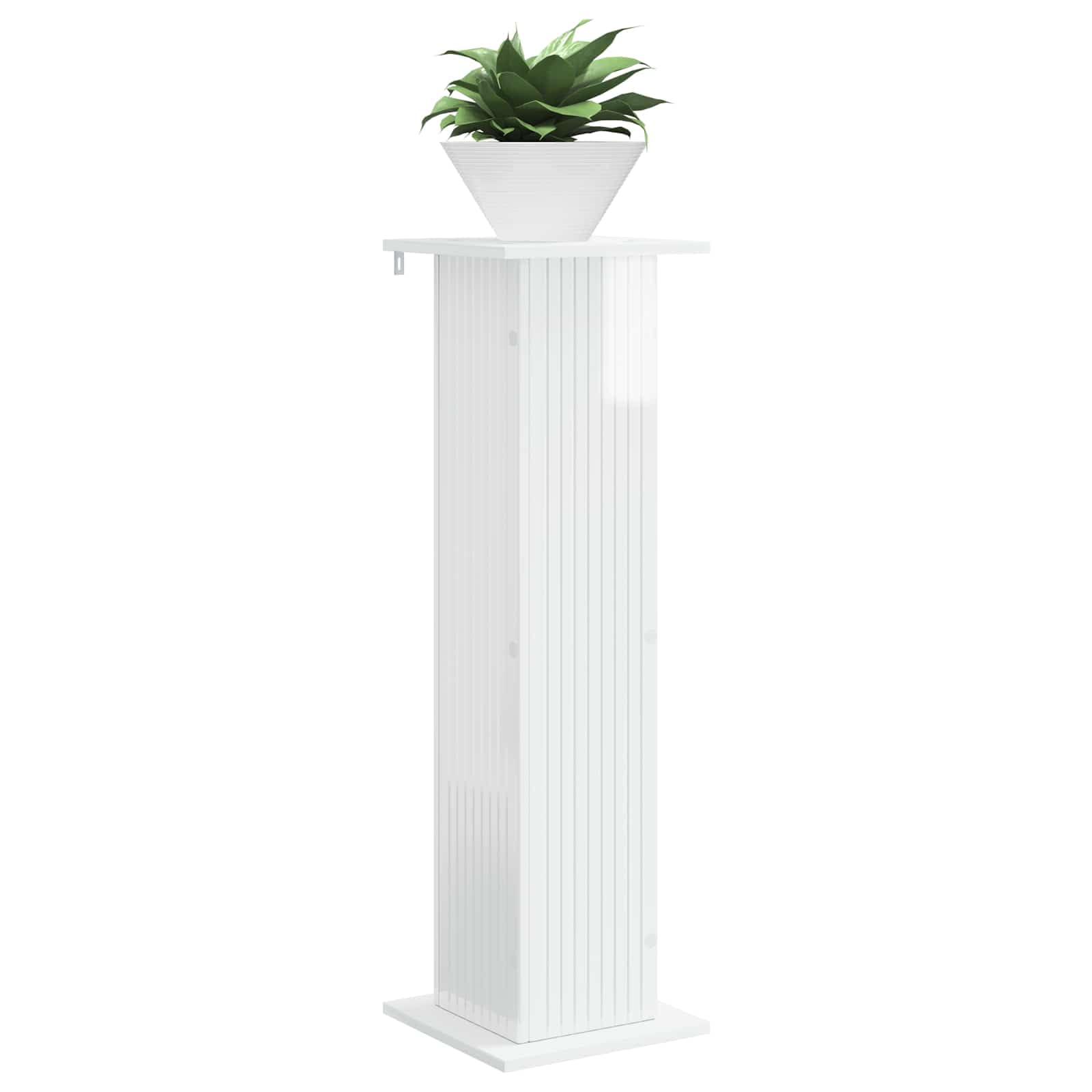 Support de Plante 2 pc Blanc Brillant 30,5 x 30 x 100,5 cm,Supports pour Plantes,899753