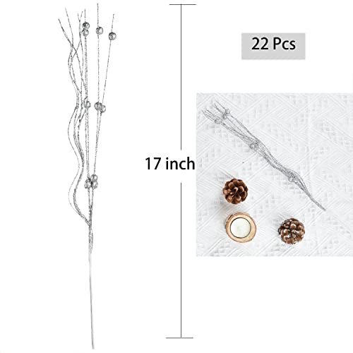 Dearhouse 22 Pcs Pack Christmas Glitter Berries Stems,16.5 Artificial Christmas Picks For Festival Holiday Crafts And Home Decoration … (Silver) #TOP4