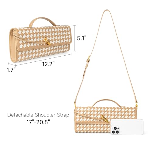 Image of Joryin Woven Purse for Women Evening Clutch Woven Leather Handbags Crossbody Bag Purse Formal Evening Bag, Vegan Leather