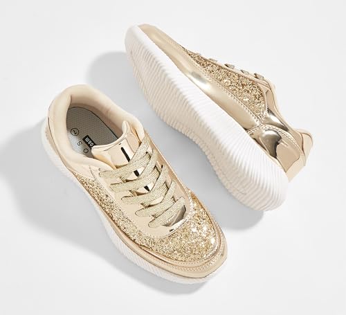 Image of BELOS Women's Glitter Shoes Sparkly Lightweight Metallic Sequins Tennis Shoes Casual Retro Braided Walking Shoes