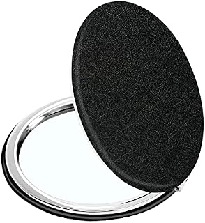 Compact Vanity Makeup Mirror for Men, Women and Girls, Black Elegant Travel Cosmetic Mirrors for Pocket, Purse or Wallet, Portable Magnifying Handheld Small Mirror