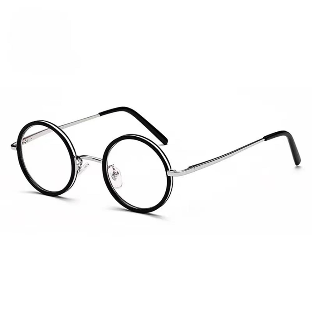 Vintage Round Metal Frame Reading Glasses With Spring Hinge，Eye Protection
