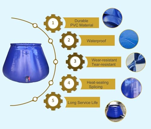 Esta bolsa de almacenamiento de agua de emergencia – Bolsa de transferencia de gran capacidad con grifo, recogida de agua de lluvia plegable para uso en exteriores