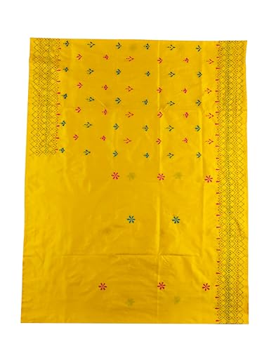 Image of Women's Kantha Stitch Handloom Cotton Silk Saree with Blouse Piece