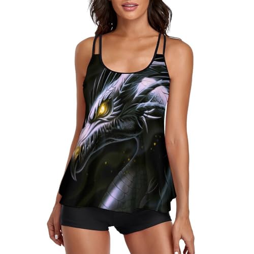 Maillot de bain deux pièces tankini femme grand short de garçon et robe de plage violette