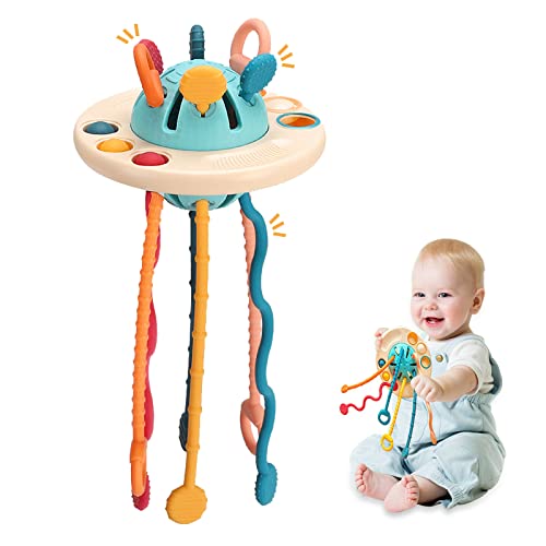 Jeux Montessori 1 An,Montessori Jouet Bebe,Jouets D'Activité Ufo,Funny Puller,Jouets Bebe 6 Mois Plus,Jouets D'Apprentissage PréCoce Pour Enfant,Jouet Bain Pour BéBé,Enfant Cadeau GarçOn Fille Cover