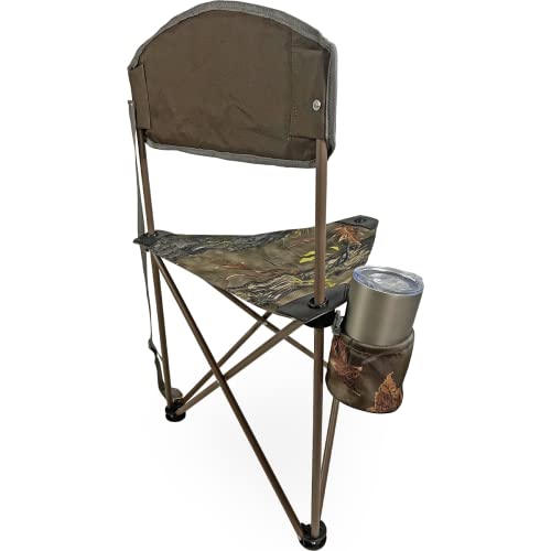 Black Sierra Tripod Hunting Stool, Hunting Chair W/Backrest, Lightweight Folding Chair, Small Camping Chair W/Cupholder, Foldable Fishing Chair, Heavy Duty Steel Frame Hunt Chair Supports 225 Lbs #TOP4