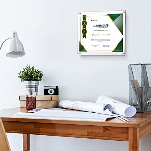 4 Packs Floating Acrylic Picture Frame, 16 X 20 Inches Clear Frameless Wall Mount Double Panel Photo Frames With Gold Accessories For Kids Artwork, Certificates, Diplomas For Office, Home, Living Room #TOP5