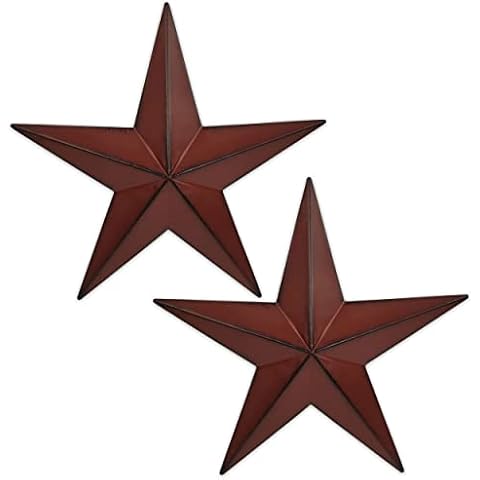 COOZZYHUOR 15.5”(2pieces Red Black Barn Star Texas Stars Art,Metal Stars for Outside Rustic Vintage Western Wall Decor Country Home Farmhouse Wall Decor Cover