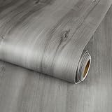 Dureidos Peel and Stick Floor Tiles: 11.8x137.8inch Wood Grain Texture, Self-Adhesive and Waterproof Vinyl Flooring Roll, No Residue Gray Flooring for Bathroom, Kitchen, Bedroom (Covers 11.3 Sq.Ft)