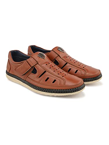 Image of ALBERTO TORRESI Comfortable and Breathable Fishermen Slip-On Synthetic Sandal with Rubber Sole for Enhanced Foot Grip - Perfect for Outdoor Activities and Travel TAN - 7 UK /India