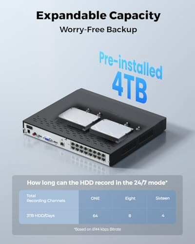Image of REOLINK 16CH Network Video Recorder for Home Security Camera System,Only Work with 16MP /12MP /4K /8MP /5MP /4MP The Same Brand PoE IP Cam,24 /7 Recording to Pre-Installed 4TB Hard Drive,RLN16-410