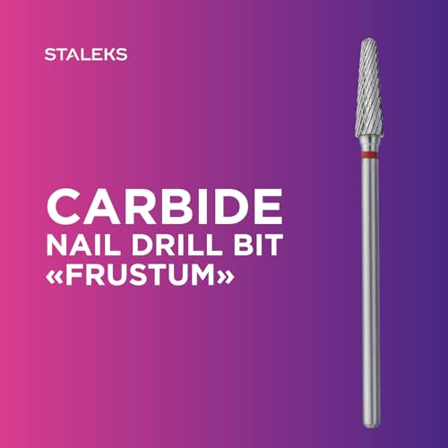Broca de carburo Staleks de grano rojo para retirar gel y acrílico con precisión Frustum 4